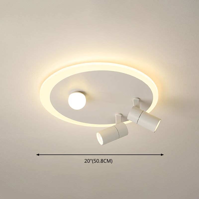 Plafonnier en fer moderne encastré rond avec 2 spots