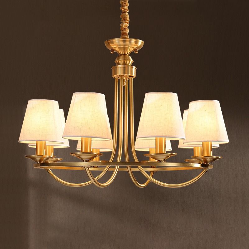 Metal Gold Ceiling Suspension Lamp Tapered Traditional-Style Chandelier Lighting Fixture