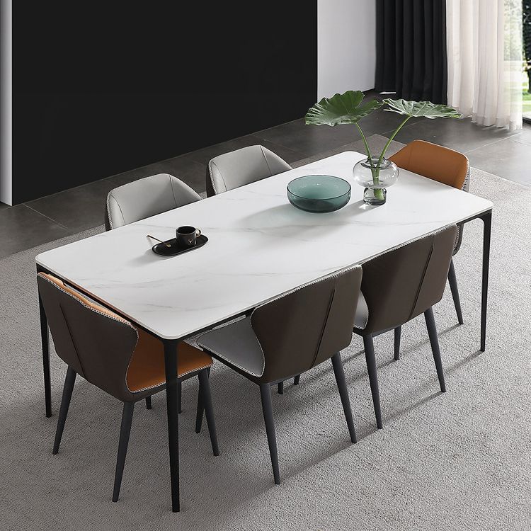 Faux Leather Kitchen Dining Chairs Contemporary Side Chairs with Metal Legs