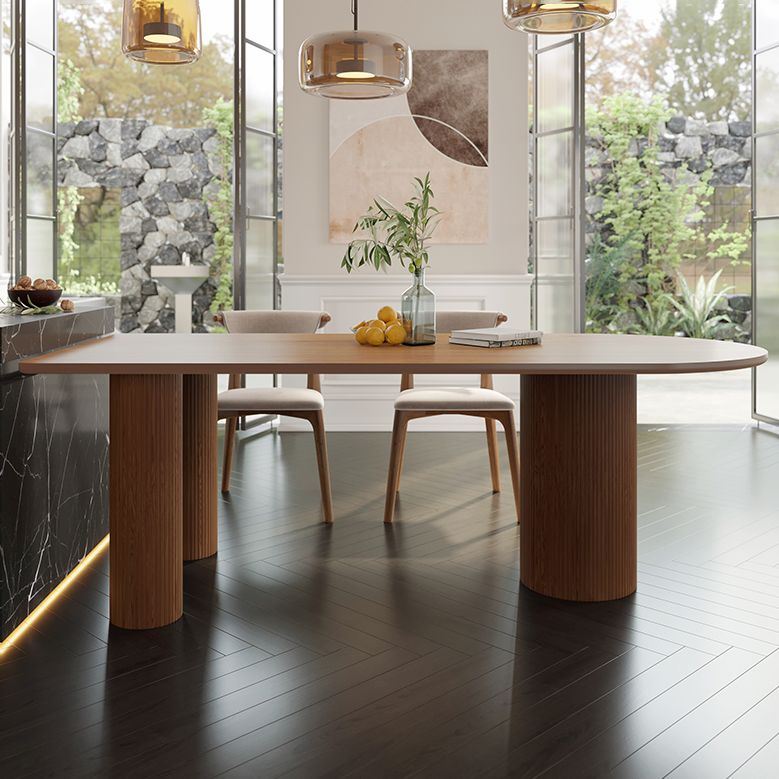 Contemporary Dining Table Solid Wood Table with 3 Legs for Dining Room