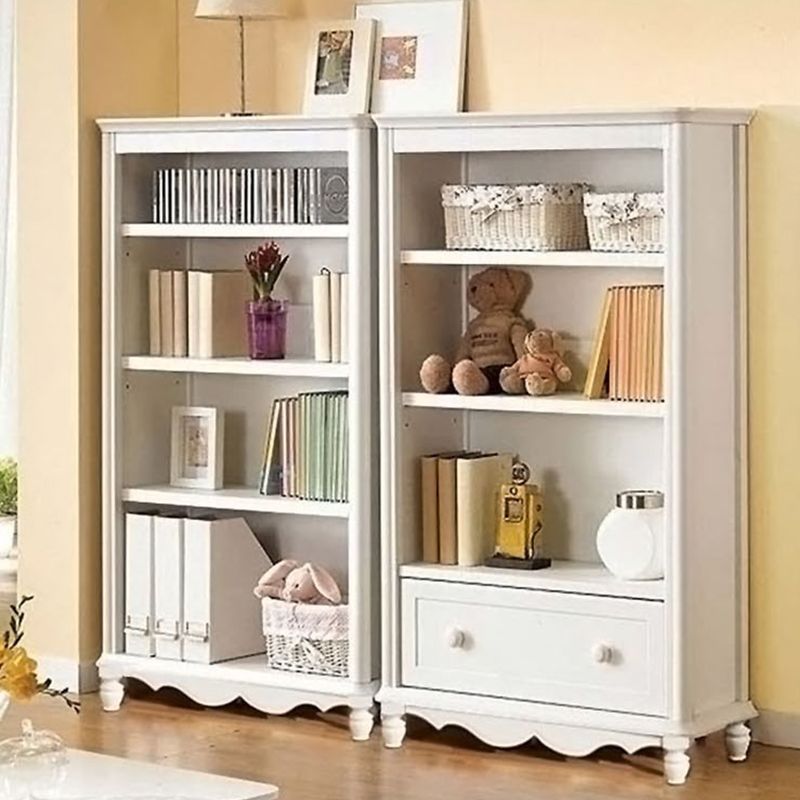 White Wooden Bookshelf Standard Shelves Included Closed Back Bookcase