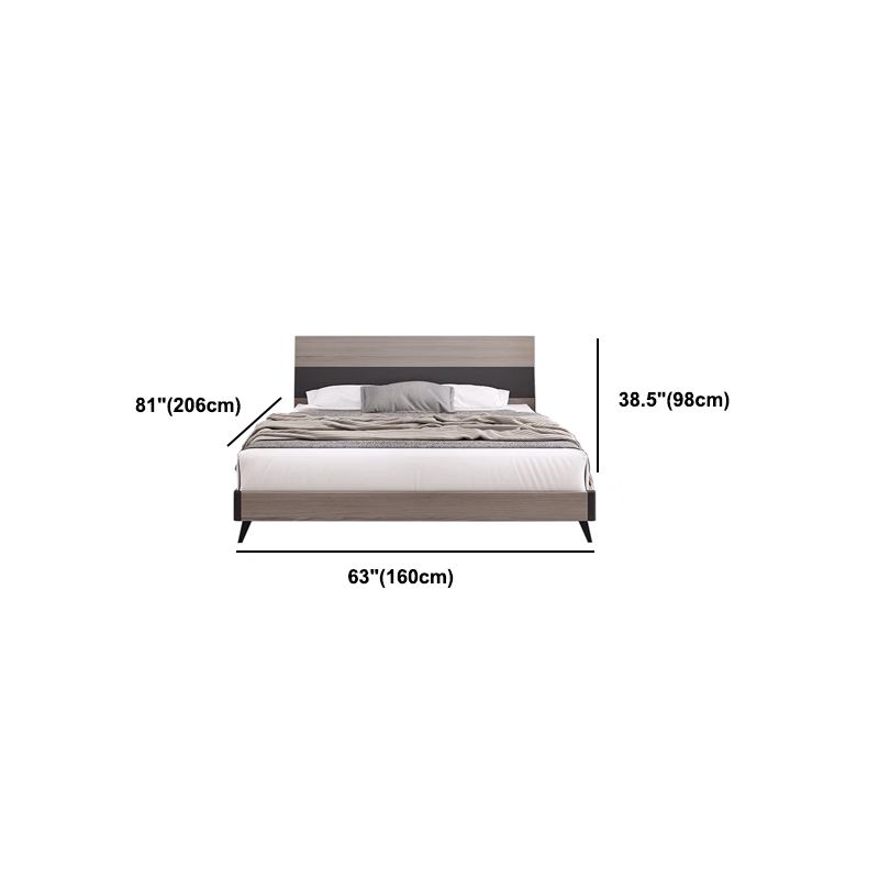 Modern Grey Standard Bed with Rectangular Headboard and Legs