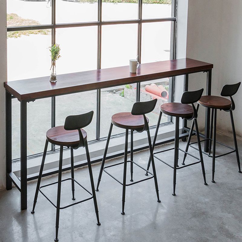 Rectangle Solid Wood Bar Table Set Industrial 1/5/6 Pieces Counter Table with Stools