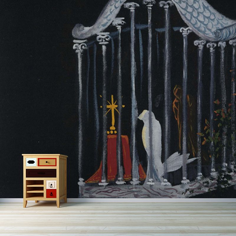 Black Cross in Cage Mural Salvador Dali Surrealist Stain Resistant Wall Decor for Living Room