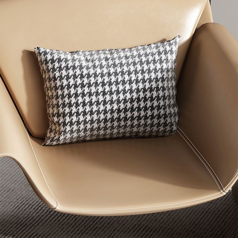 Mid-Century Modern Sled Arm Chair Faux Leather Accent Armchair for Bedroom