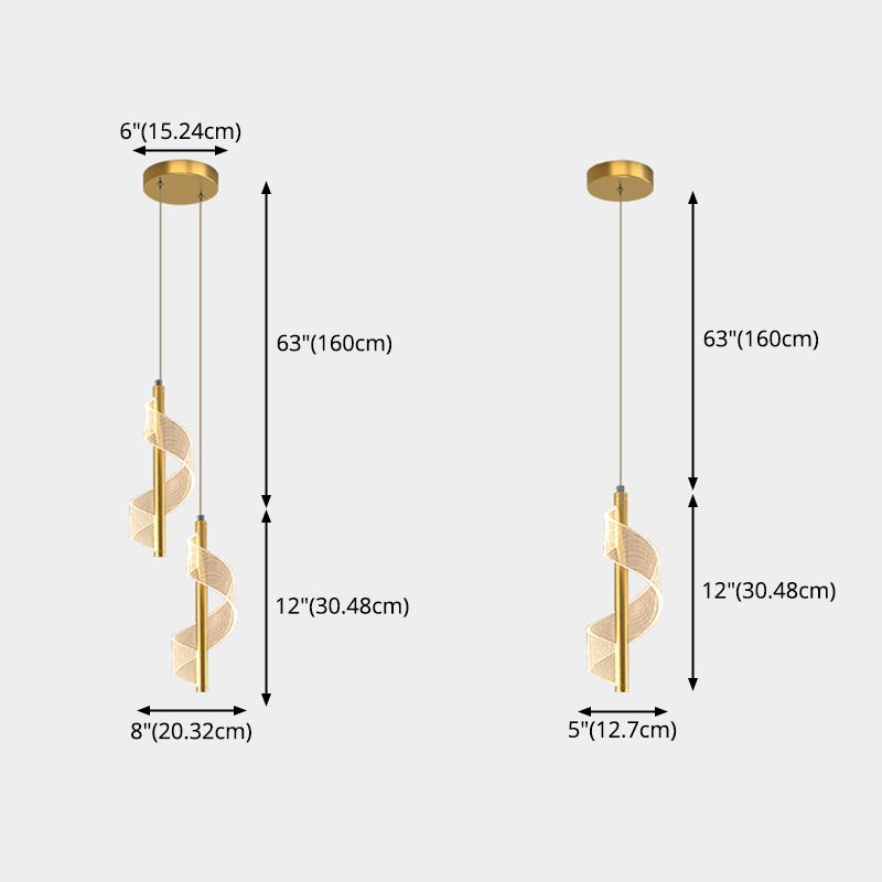 Contemporary Linear Hanging Light Kit Metal 1-Light Ceiling Light for Bedroom