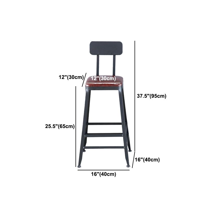 Industrial Leather Top Barstool Black 4 Legs Bar Stool for Indoor
