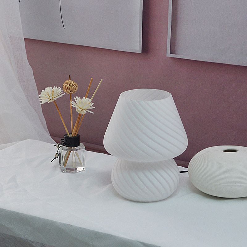 5.9" Wide Mushroom Shaped Mini Table Lamp Modern Style Glass Nightstand Light for Bedroom