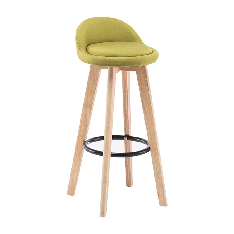 Modern Armless Backrest Counter Stool Wood Bedroom Bar Stool with Cushion and Pedal