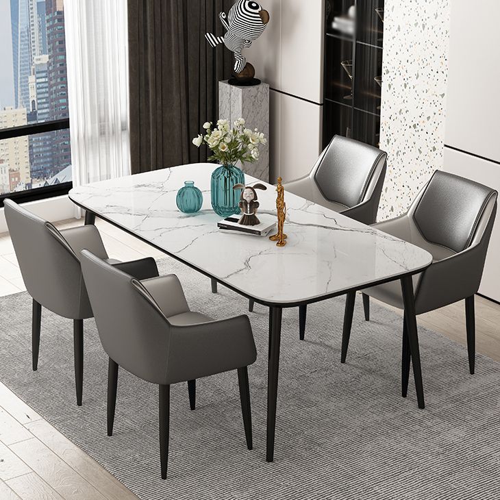 Sillas de comedor de piel sintética contemporáneas, sillón tapizado con patas de metal para restaurante
