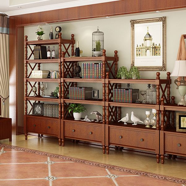 Rectangle Open Storage Bookshelf Nordic Solid Wood Bookshelf with Drawer