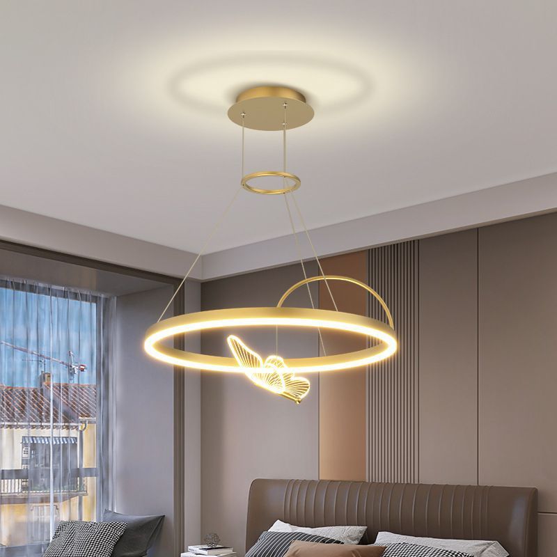 Butterfly Shape Metal Chandelier Lights Modern 3- Light Chandelier Lighting in Gold