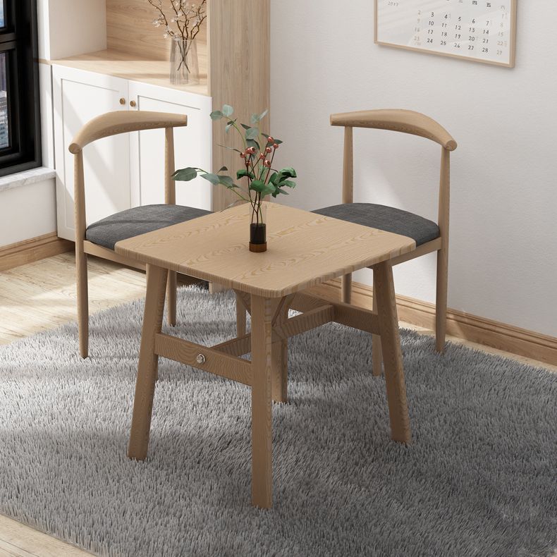Square Dining Table Modern Plastic Tabletop with Metal Trestle Base
