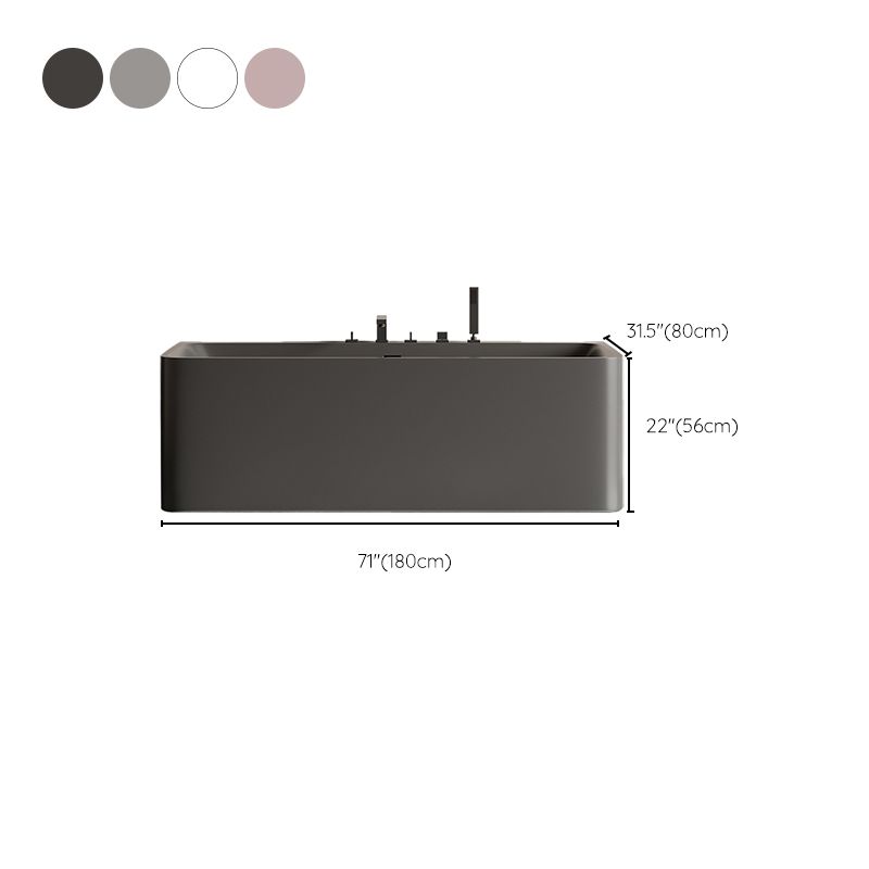 Modern Soaking Stone Bathtub Rectangle Back to Wall Bathtub with Faucet