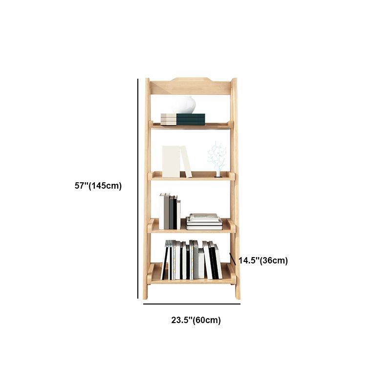 Modern Walnut Open Book Shelf Ladder Shelf Bookcase for Study Room