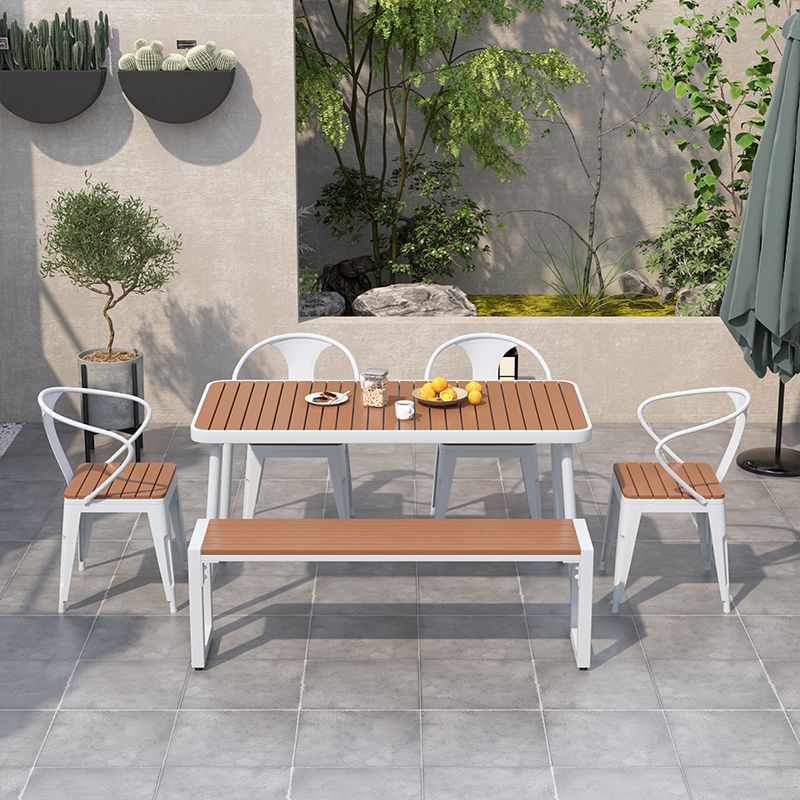 Modern Rectangular Picnic Table Set 1/2/4/5/6/7 Pcs Manufactured Wood Picnic Set