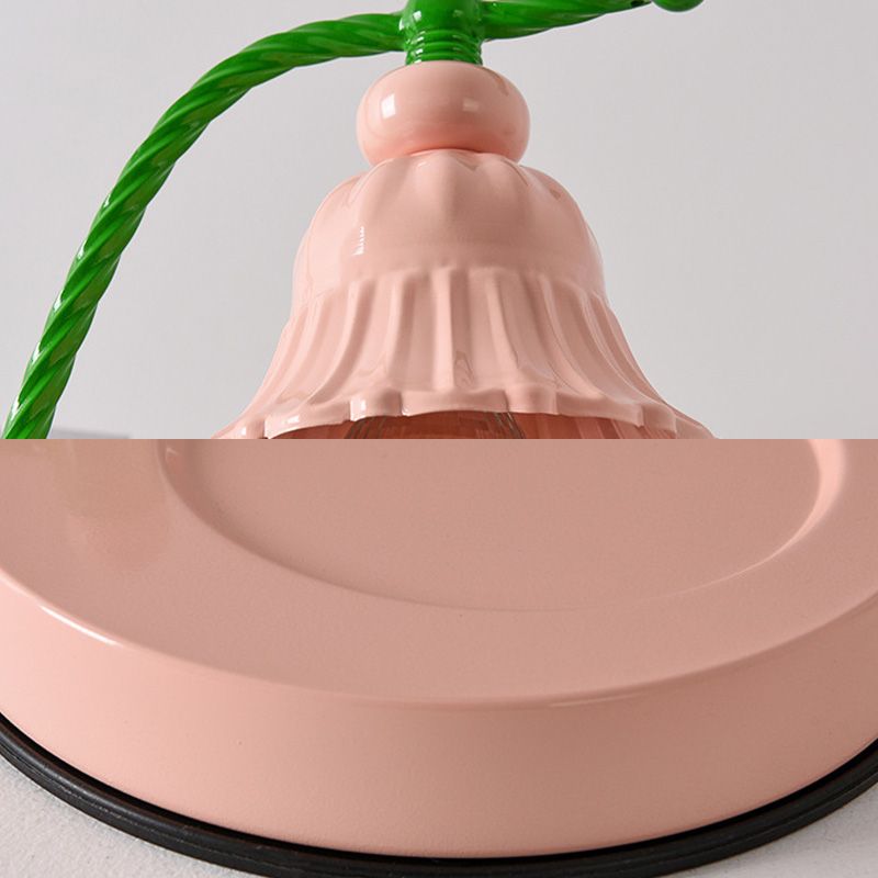 Flower Shaped Wax Warmer Lamp Nordic Metal 1 Head Pink Finish Table Light