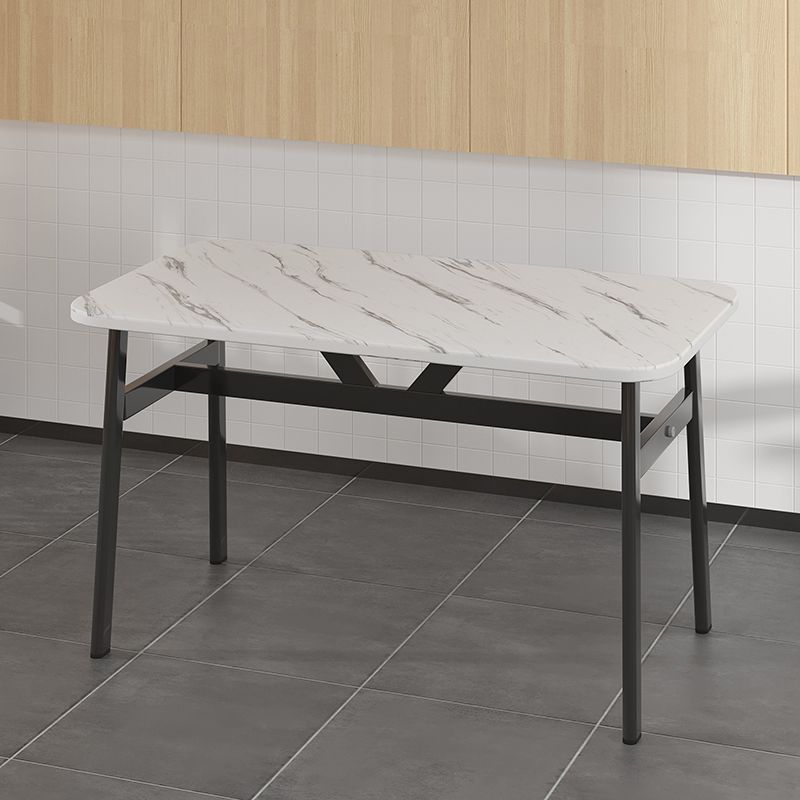 Contemporary White Rectangle Wooden Dining Table with 4 Foot