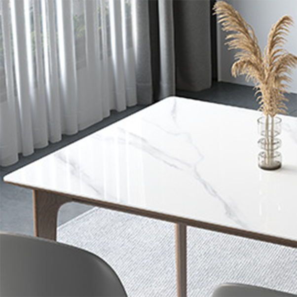 Modern Sintered Stone Top Dining Set Rectangle 1/2/3/4/5/7 Pieces Wooden Table Set