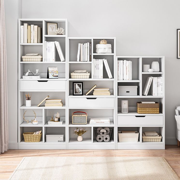 Manufactured Wood Standard Bookshelf Vertical Open Bookcase with Drawer