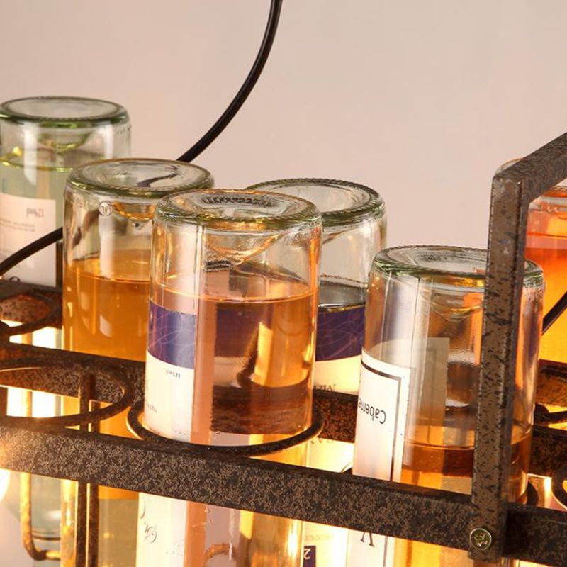 Industrial Style Hanging Lamp Wine Bottle Shape Island Light Fixture for Bar