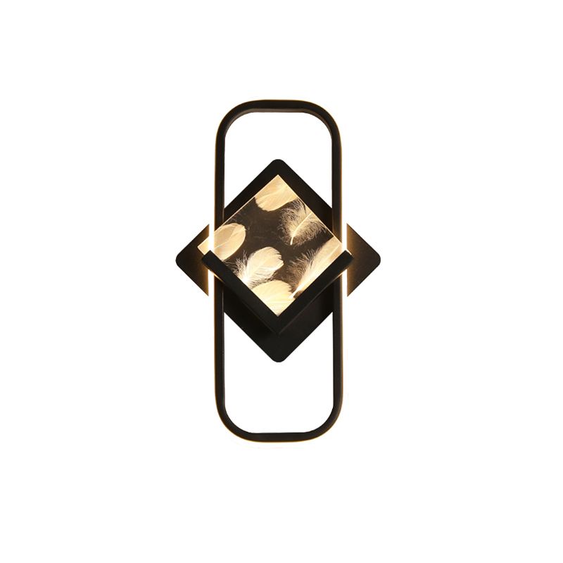 Modernist Crystal Rectangle Wall Light Fixture 1-Light LED Sconce Light for Bedroom