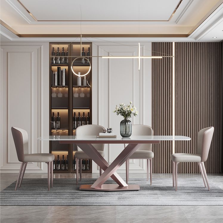 Modern 1/4/5/7 Pieces Scalable Dinette Set with Sintered Stone Rectangle Dining Table Set
