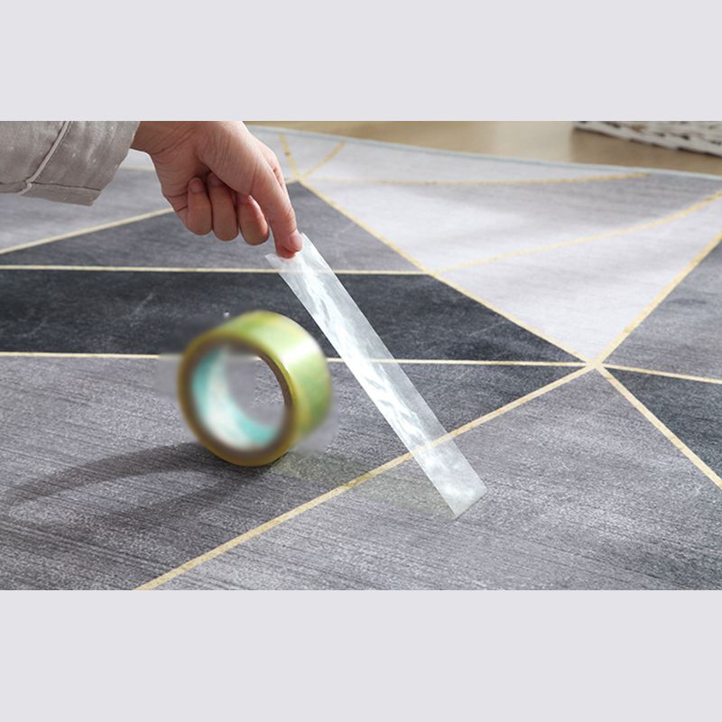 Modern Area Rug Classic Geometry Pattern Carpet Polyester Living Room Rug with Non-Slip Backing