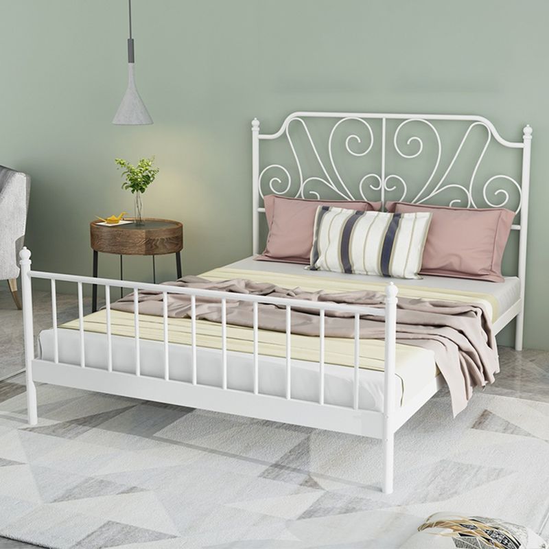 Modern Style Metal Bed Including Headboard Open-Frame Bed in Black/White