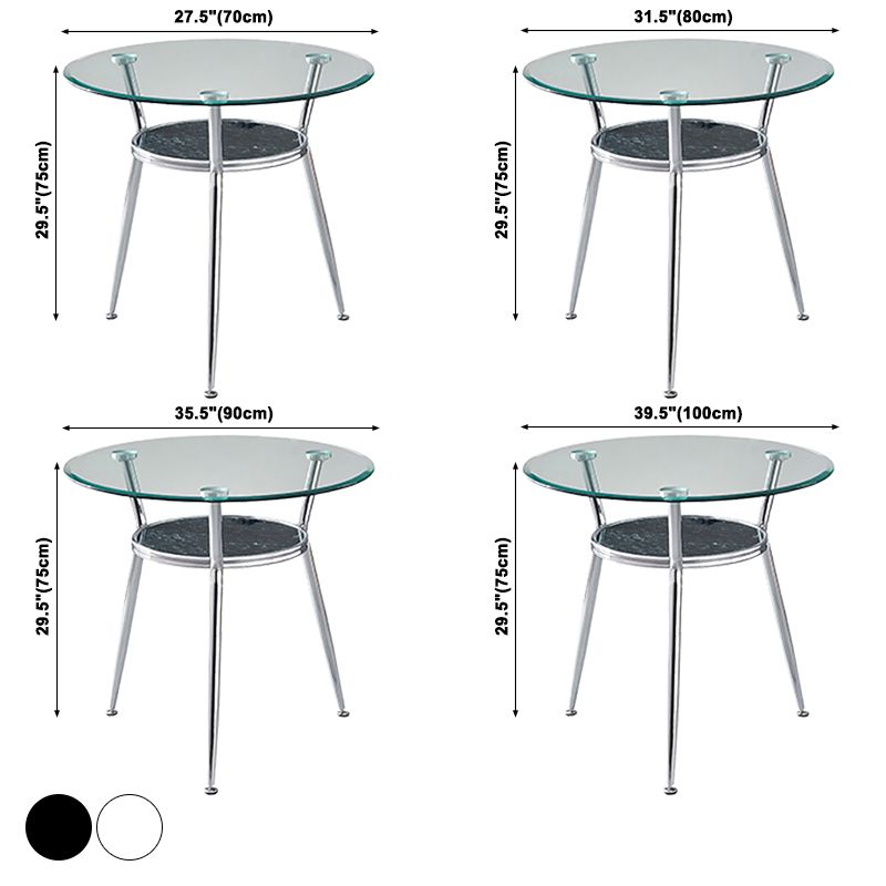 Mesa moderna de comedor redondo mesa de vidrio templado transparente con base de pedestal