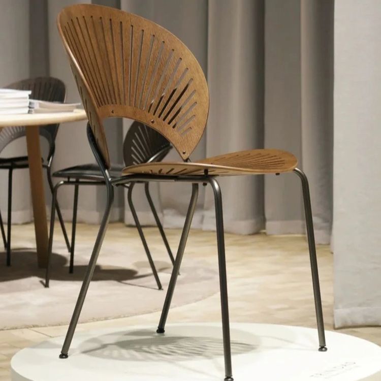 Contemporary Metal Dining Room Chairs Wood Dining Armless chairs for Home Use