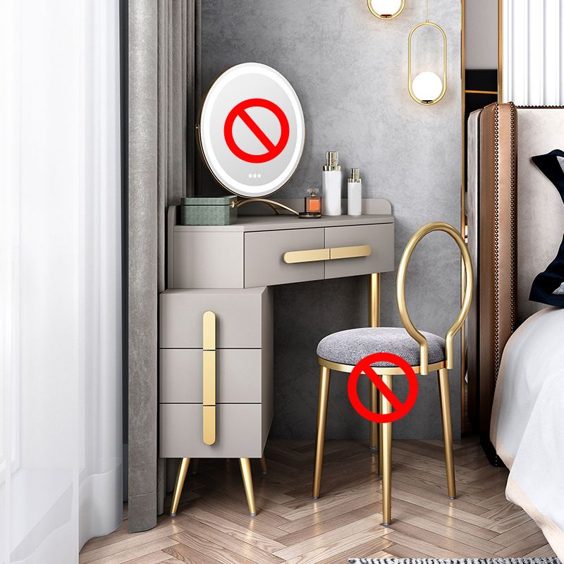 33.4" Wide Vanity Set with Stool Engineered Wood and Metal Dressing Table