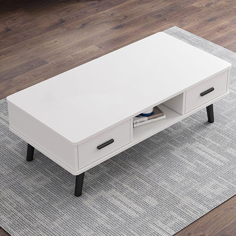 Rectangular with 2 Drawers Coffee Table Scandinavian Wood Cocktail Table