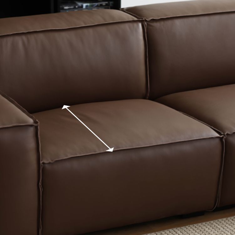 27.55" High Cushions Sofa Faux Genuine Leather Square Arm Sofa