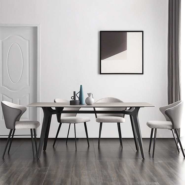 Industrial Sintered Stone Grey Table for Restaurant Rectangle Dining Table with 4 Legs