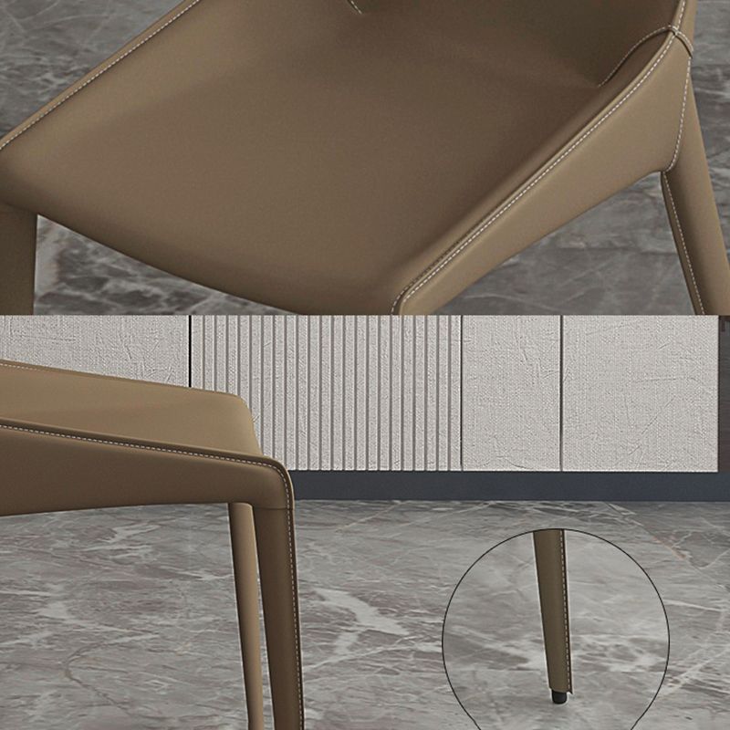 Modern Style Chair Leather Indoor Dining Side Chair with Metal Base
