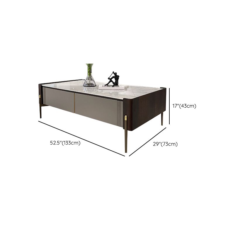 28" Wide Contemporary Cocktail Table White 4 Legs Stone Coffee Table