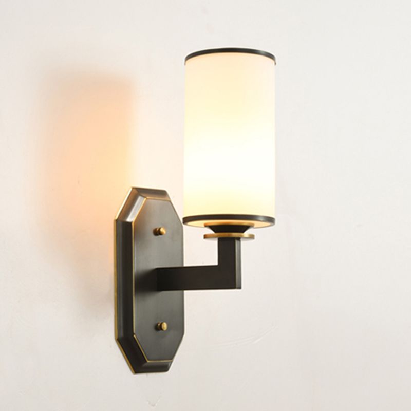 Cylinder Shape Glass Vanity Lamp Modern Style 1/2 Light Vanity Light Fixture