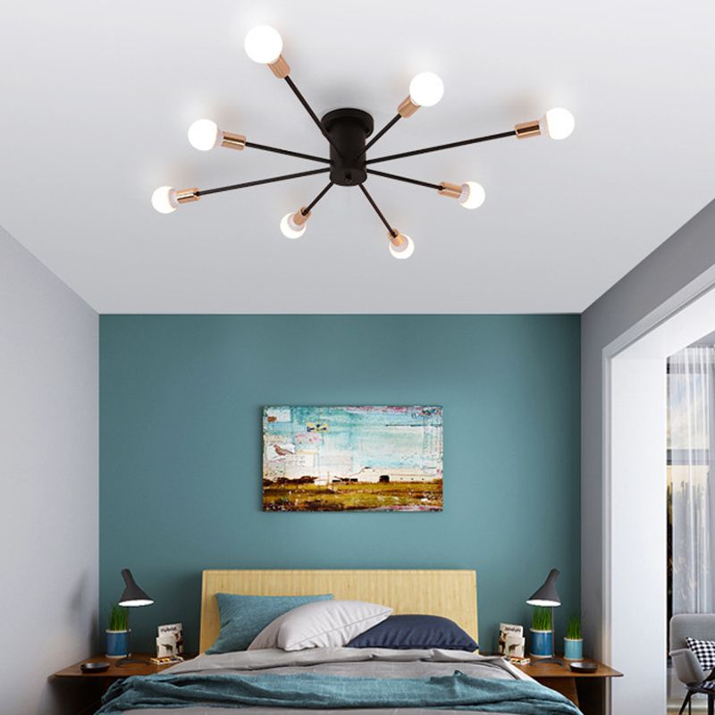 Industrial Style Iron Ceiling Light with Glass Shade for Bedroom