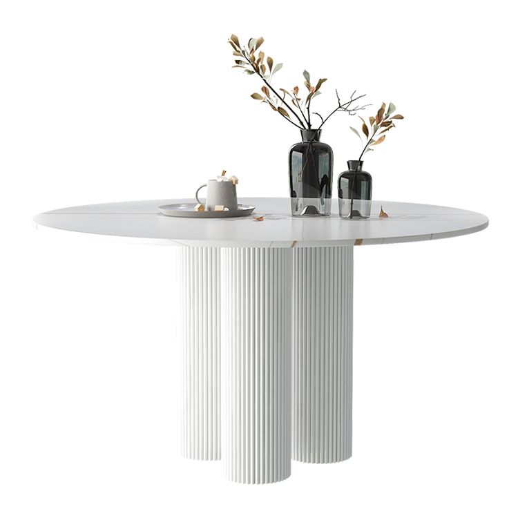 Mesa blanca interior moderna para restaurante Top Table de comedor de piedra sinterizada