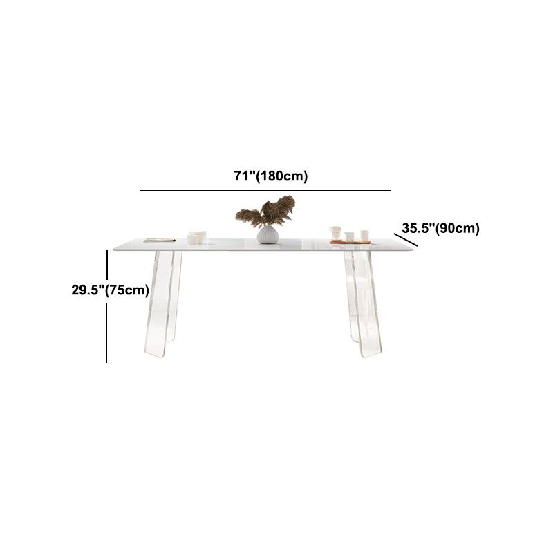 Modern 1/2/5/6 Pieces Acrylic Dining Table Set with White Sintered Stone Top Dinette Set