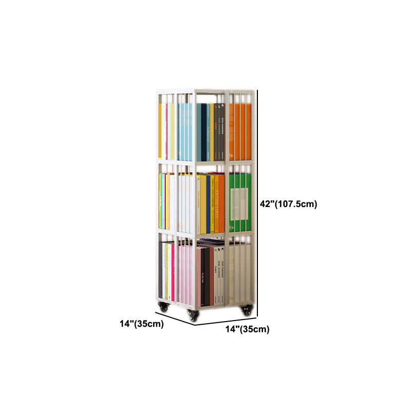 Modern Metal Bookshelf Pure White Standard Vertical Closed Back Bookcase
