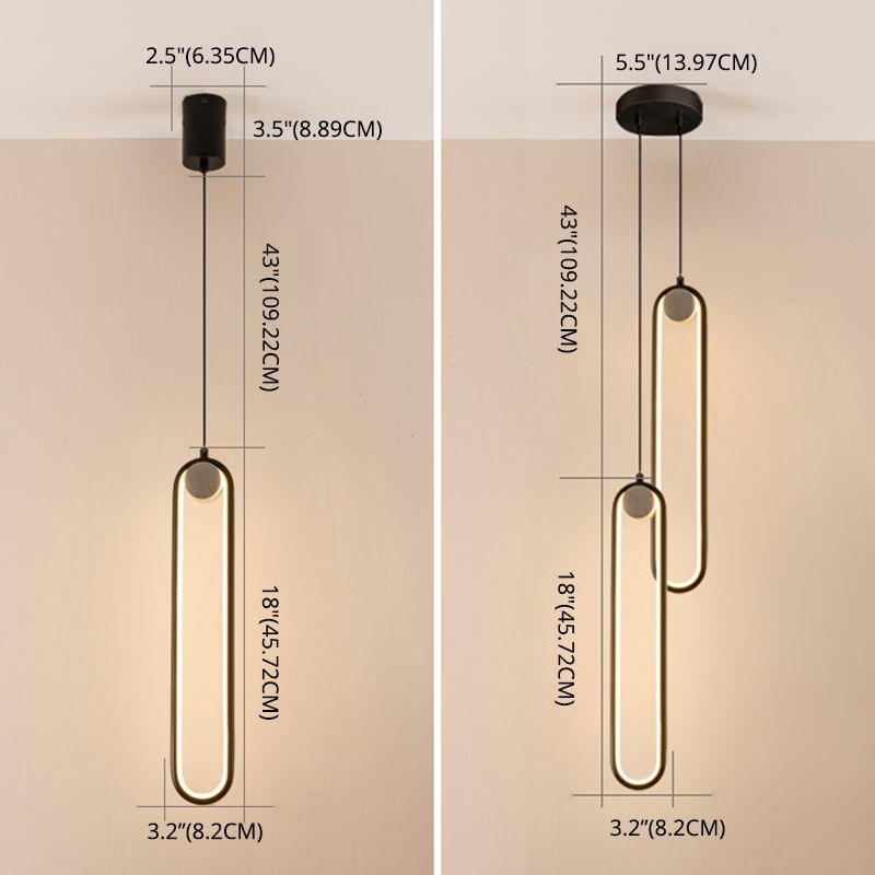 Acrylic Oblong LED Pendant Light in Modern Simplicity Aluminium Hanging Light for Interior Spaces