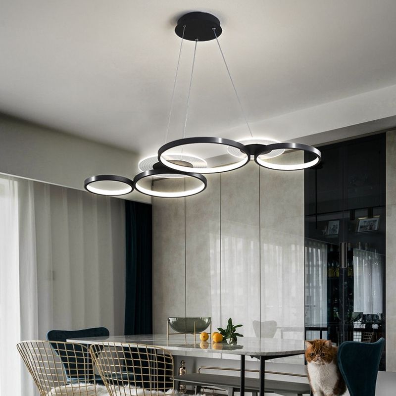 Wrought Iron LED Hanging Lamp in Modern Creative Style Acrylic Linear Pendant Light for Interior Spaces