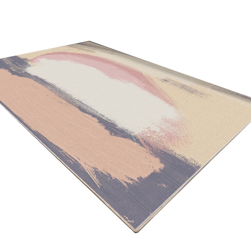 Modern Colorblock Rug Morandi Color Area Rug Polyester Easy Care Carpet for Living Room