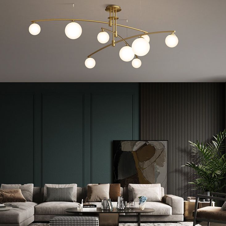 New Modern Glass Semi Flush Light Fixtures Bedroom Starburst Flush Mount Light with Shape