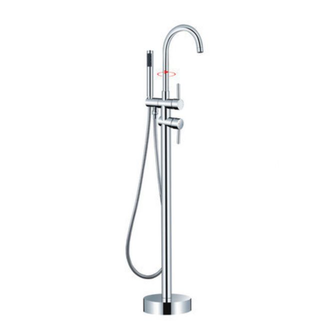 Modern Freestanding Tub Faucet Copper Floor Mounted Two Handle Freestanding Bathtub Faucet