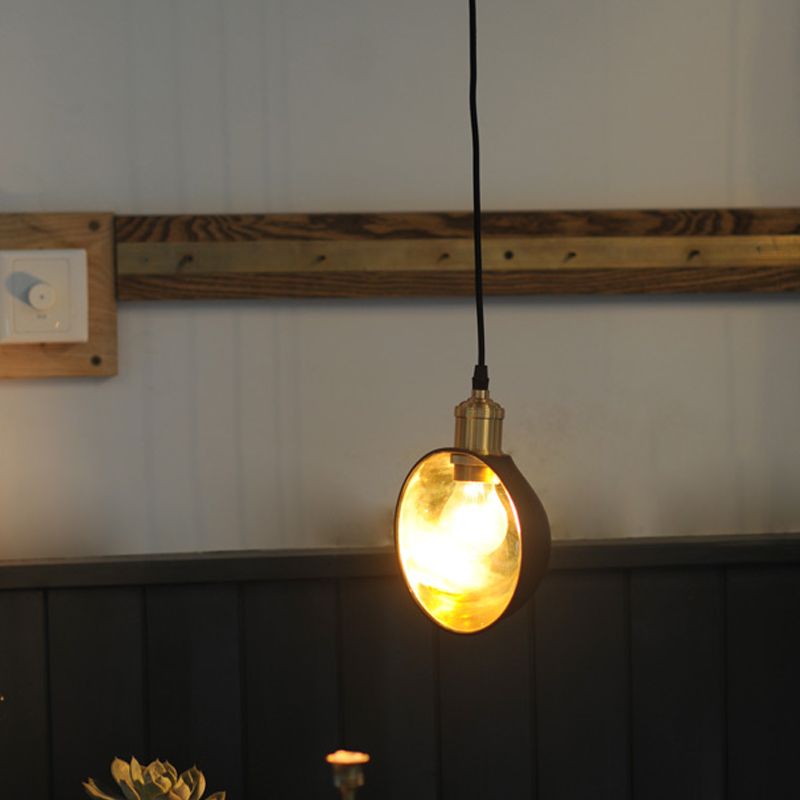 Black and Brass Inner Pot Pendant Light Simple 1 Bulb Metal Ceiling Suspension Lamp for Kitchen