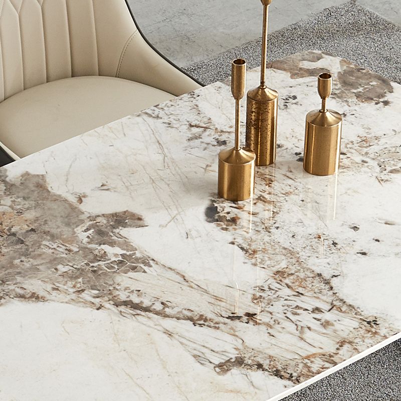 Modern 1/2/5/7/9 Pieces Silver Dinette Set with Sintered Stone Rectangle Dining Table Set