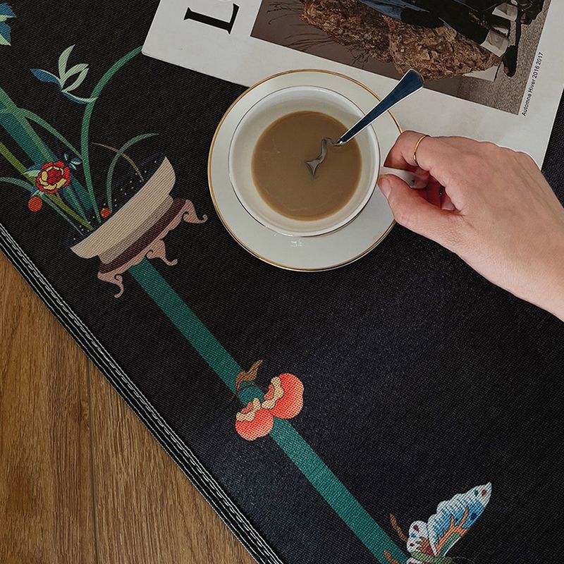 Apricot Modern Carpet Polyester Flower Area Carpet Stain Resistant Carpet for Living Room